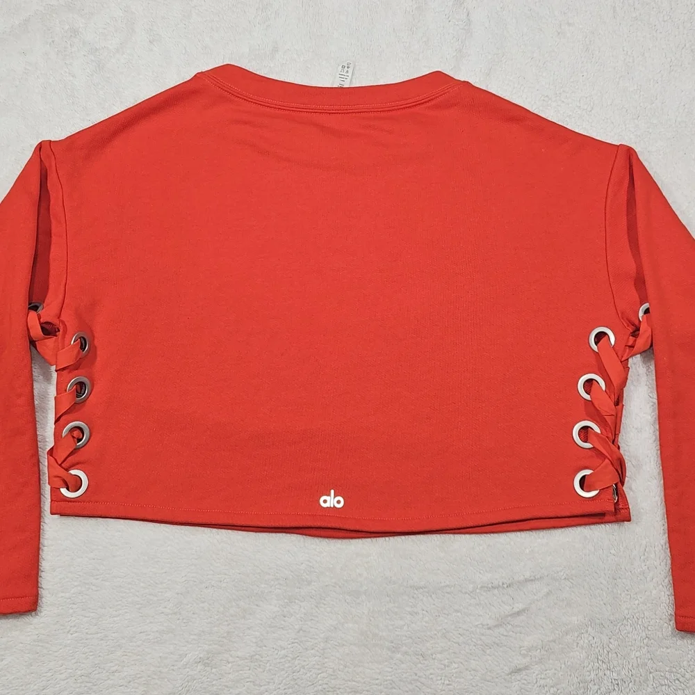 Alo Yoga Suspension Pullover Lace Up Sweater - Cherry Red Size S